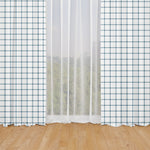 Rod Pocket Curtain Panels Pair in Aaron Italian Denim Blue Windowpane Plaid