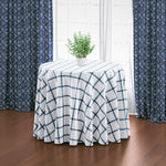 Round Tablecloth in Aaron Italian Denim Blue Windowpane Plaid