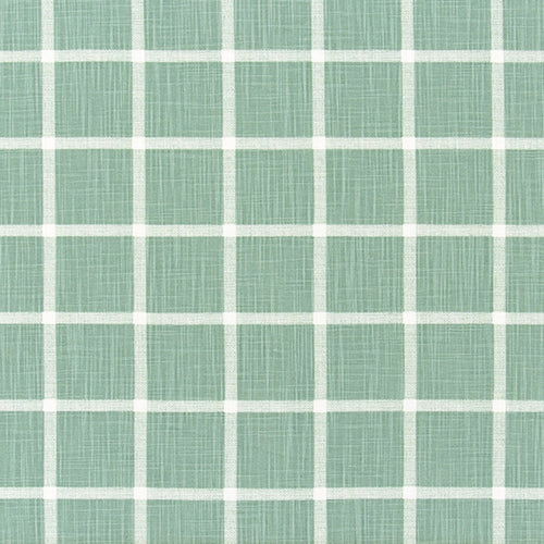 Gathered Bedskirt in Modern Farmhouse Abbot Waterbury Spa Green Windowpane Plaid