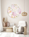 Pastel Colors of Peonies Printed Transparent Acrylic Circle