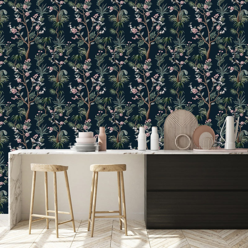Stylish Birds and Sakura Wallpaper Fashionable