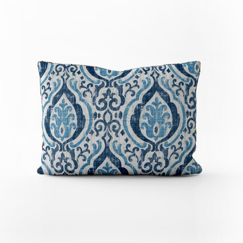 Decorative Pillows in Alahambra Sapphire Blue Damask Medallion