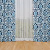 Rod Pocket Curtain Panels Pair in Alahambra Sapphire Blue Damask Medallion