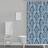 Shower Curtain in Alahambra Sapphire Blue Damask Medallion