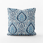 Decorative Pillows in Alahambra Sapphire Blue Damask Medallion