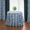 Round Tablecloth in Alahambra Sapphire Blue Damask Medallion