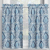 Tailored Tier Cafe Curtain Panels Pair in Alahambra Sapphire Blue Damask Medallion