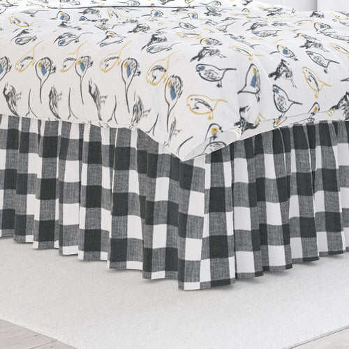 Gathered Bedskirt in Anderson Black Buffalo Check Plaid