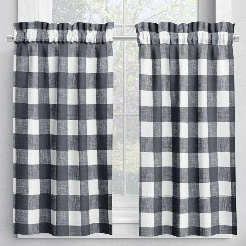 Tailored Tier Curtains in Anderson Black Buffalo Check Plaid