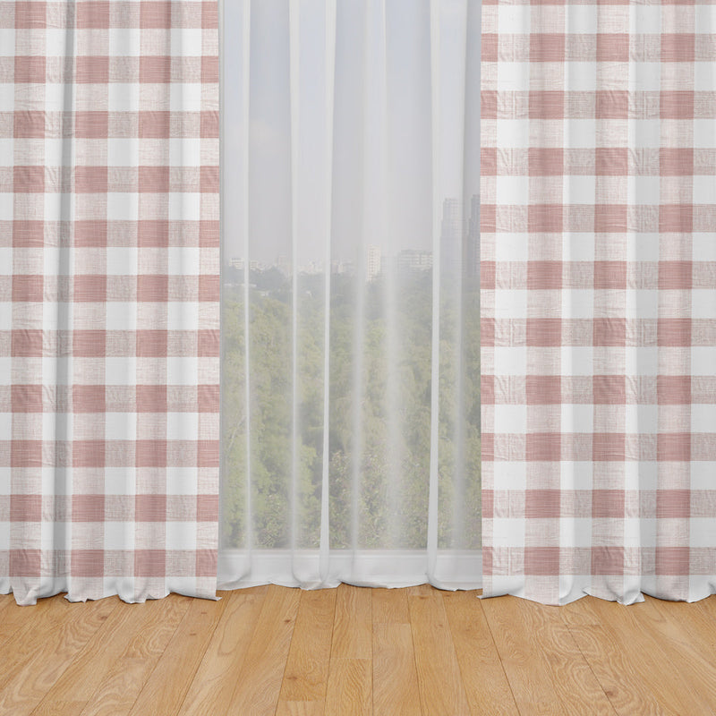 Rod Pocket Curtains in Anderson Blush Buffalo Check Plaid