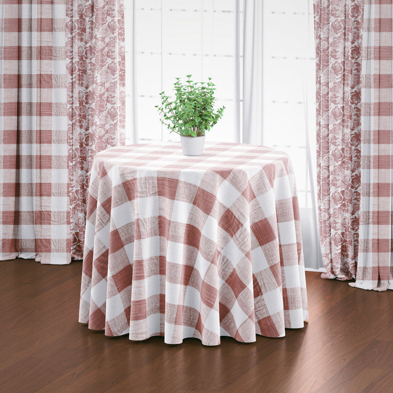 Round Tablecloth in Anderson Blush Buffalo Check Plaid