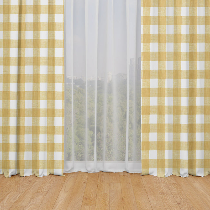 Rod Pocket Curtains in Anderson Brazilian Yellow Buffalo Check Plaid