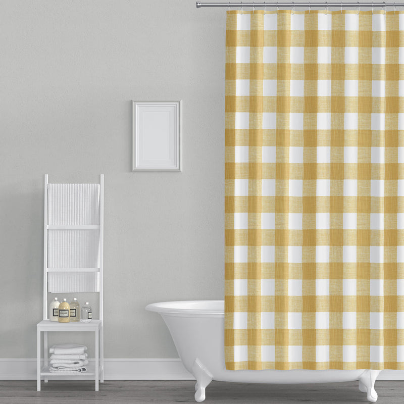 Shower Curtain in Anderson Brazilian Yellow Buffalo Check Plaid