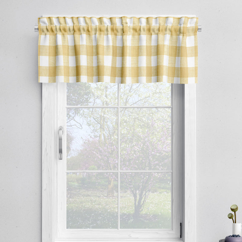 Tailored Valance in Anderson Brazilian Yellow Buffalo Check Plaid