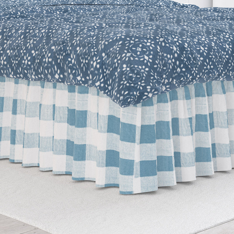 Gathered Bedskirt in Anderson Cashmere Light Blue Buffalo Check