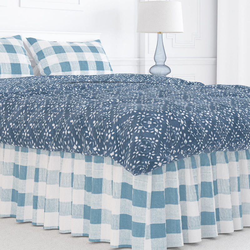 Gathered Bedskirt in Anderson Cashmere Light Blue Buffalo Check