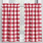 Tailored Tier Cafe Curtain Panels Pair in Anderson Lipstick Red Buffalo Check Plaid