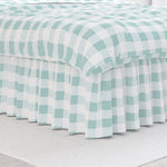 Gathered Bedskirt in Anderson Snowy Pale Blue-Green Buffalo Check Plaid