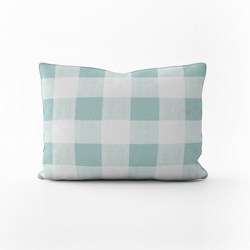 Decorative Pillows in Anderson Snowy Pale Blue-Green Buffalo Check Plaid