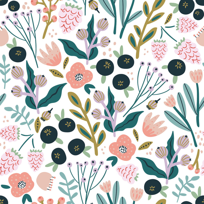 Multicolored Berries and Leaves Wallpaper