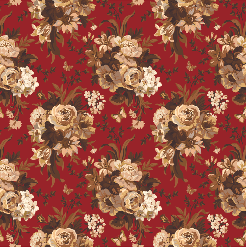 Elegant Modern Red Floral Wallpaper