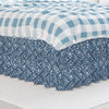 Gathered Bedskirt in Avila Prussian Blue Farmhouse Floral Lattice