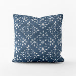 Decorative Pillows in Avila Prussian Blue Farmhouse Floral Lattice