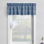 Tailored Valance in Avila Prussian Blue Farmhouse Floral Lattice