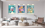 Spring Flowers Pattern Set of 3 Prints Modern Wall Art Modern Artwork