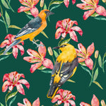 Birds on Lilies Wallpaper