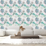 Protea and Geometrical Pattern Wallpaper
