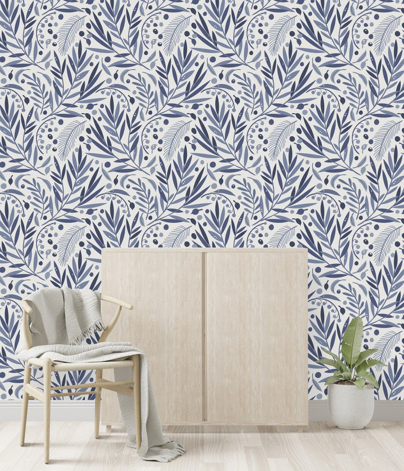 Voguish Purple Leaves and Berries Wallpaper Smart
