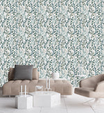 Voguish Dark Blue Leaves Wallpaper Chic