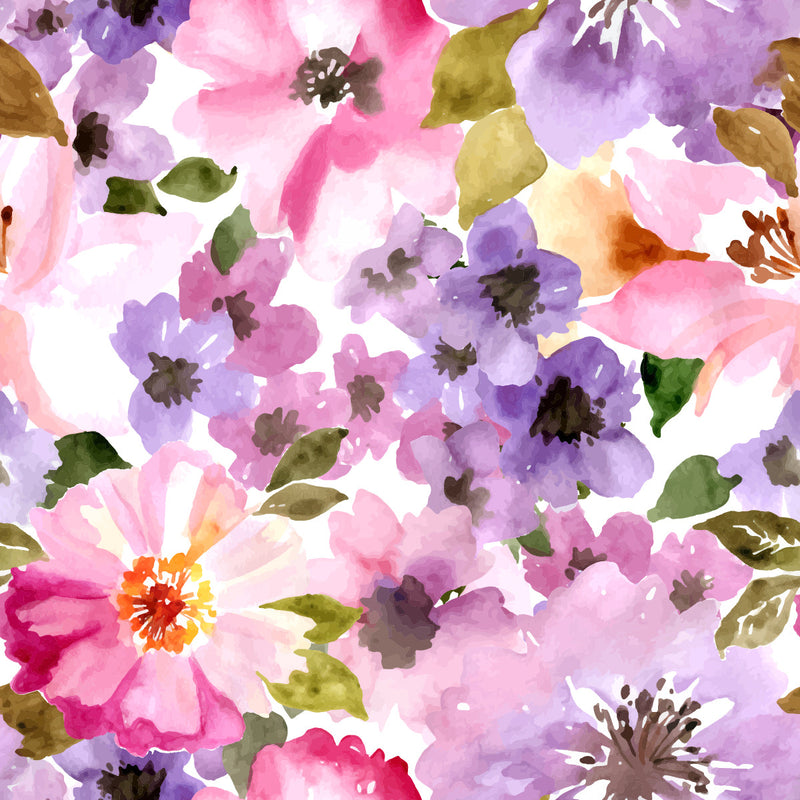 Pink Watercolor Flowers Wallpaper