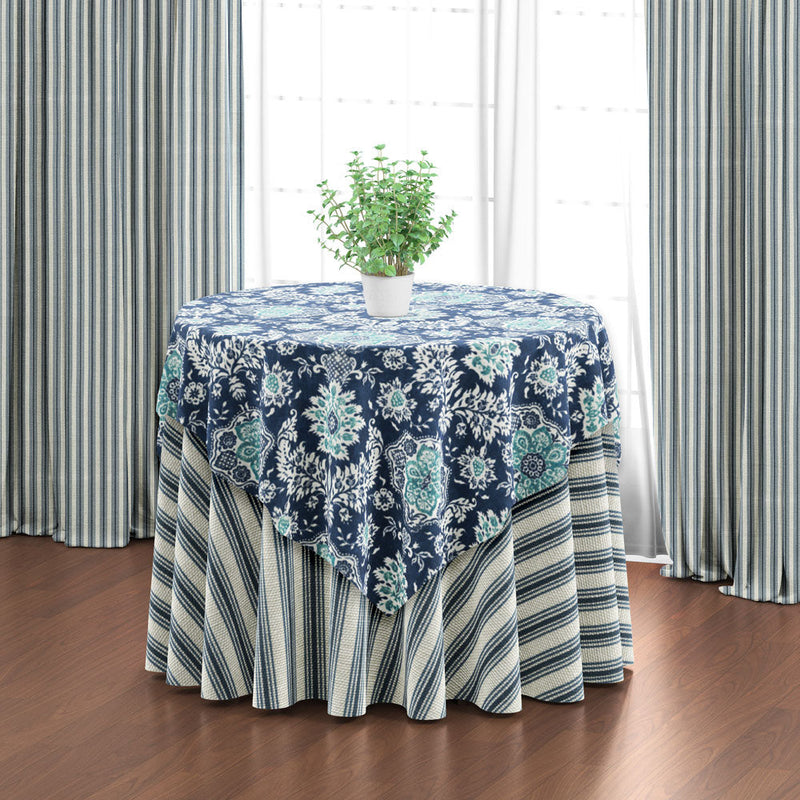 Round Tablecloth in Cottage Navy Blue Stripe