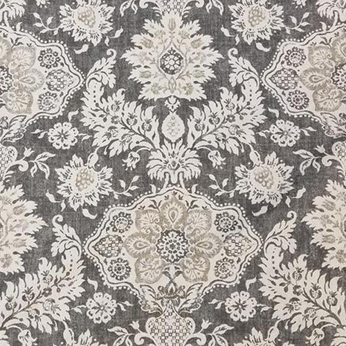 Tailored Tier Curtains in Belmont Metal Gray Floral Damask