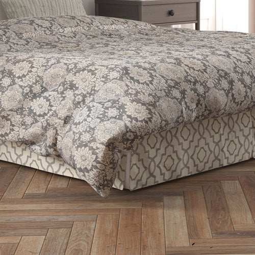 Tailored Bedskirt in Talbot Metal Gray Lattice Medallion