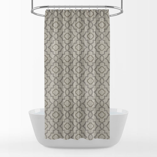 Shower Curtain in Talbot Metal Gray Lattice Medallion