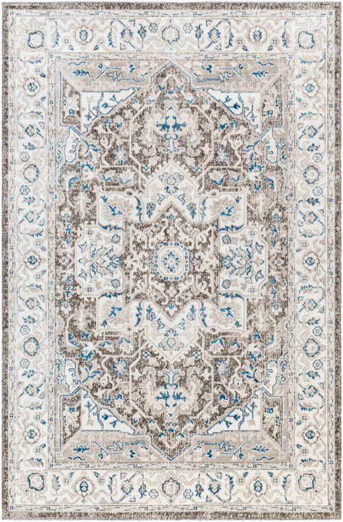 Roho Beige & Blue Washable Area Rug