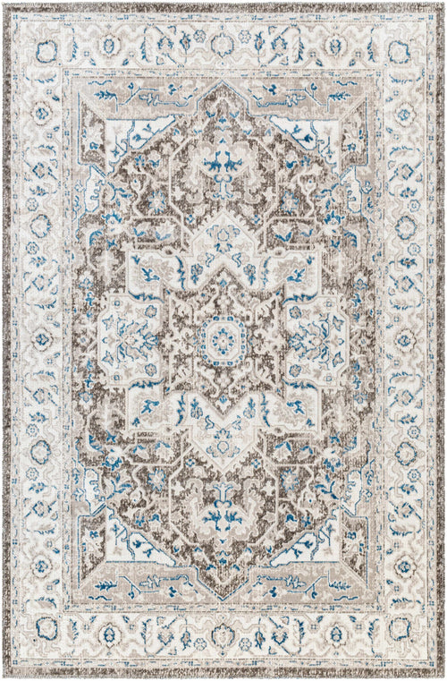 Roho Beige & Blue Washable Area Rug