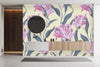 Yellow Wallpaper with Pink Flowers