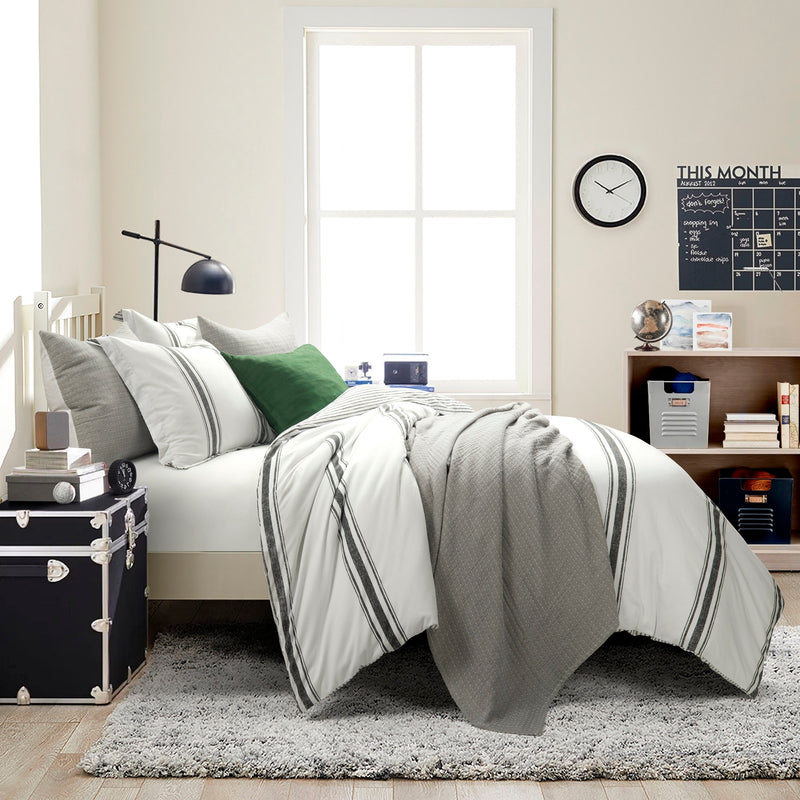 Farmhouse Stripe Cotton Reversible Comforter Set