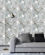 Elegant Contour of Leaves Wallpaper Chic