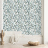 Voguish Dark Blue Leaves Wallpaper Chic
