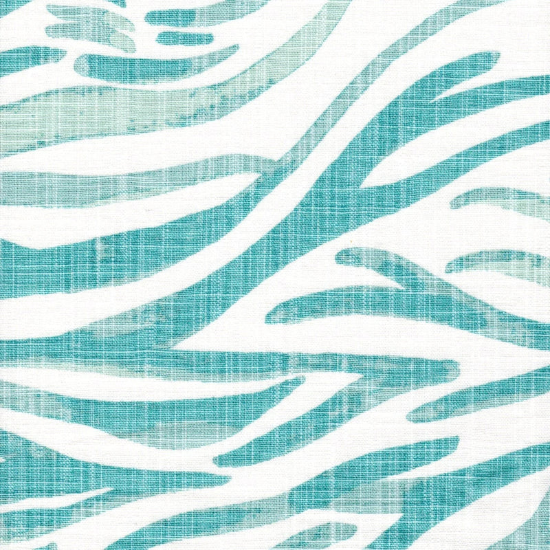Shower Curtain in Babur Cancun Blue Watercolor Wavy Stripe