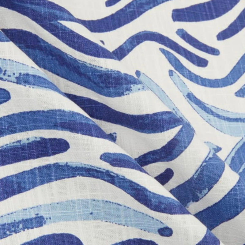 Shower Curtain in Babur Commodore Blue Watercolor Wavy Stripe