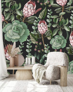 Protea and Succulents Wallpaper