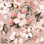 Voguish Beige Wallpaper with Flowers Fashionable