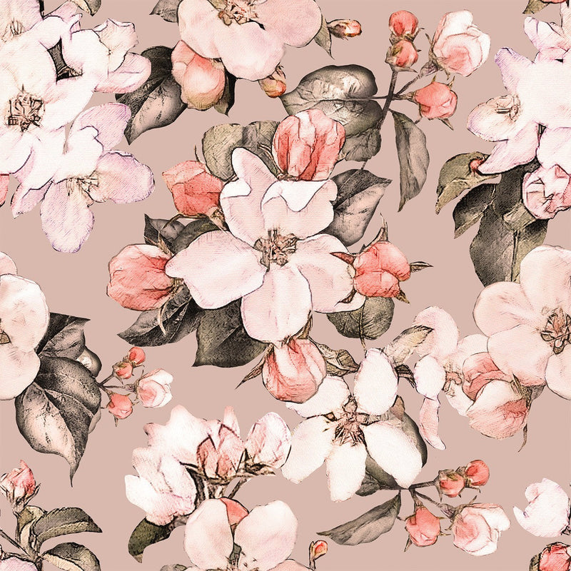 Voguish Beige Wallpaper with Flowers Fashionable