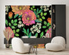 Black Wallpaper with Brightly Flowers